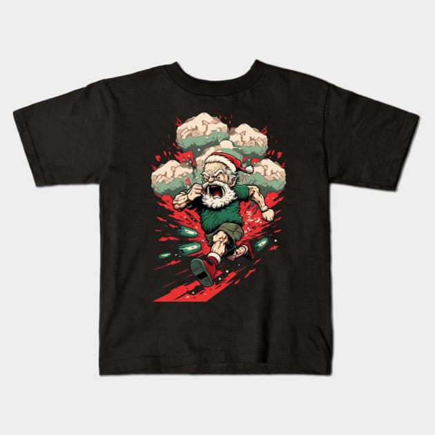 BADASS SANTA, Violent Night-inspired Christmas design Kids T-Shirt by Buff Geeks Art